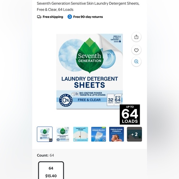 Seventh Generation Laundry Detergent Sheets bundle of 3 - Picture 2 of 2